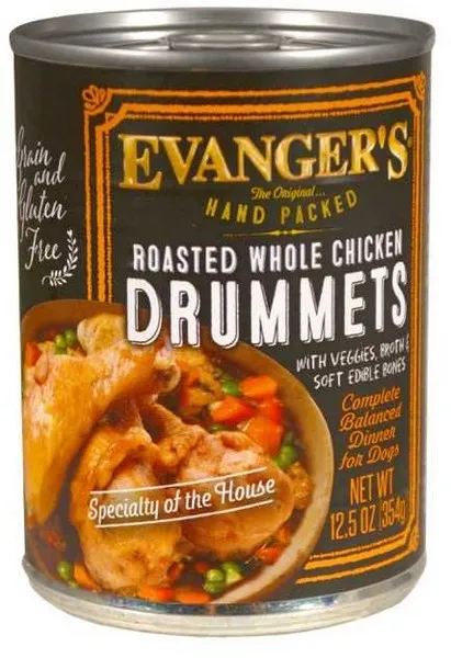 12/12 oz. Evanger's Super Premium Roasted Chicken Drummet Dinner For Dogs - Food